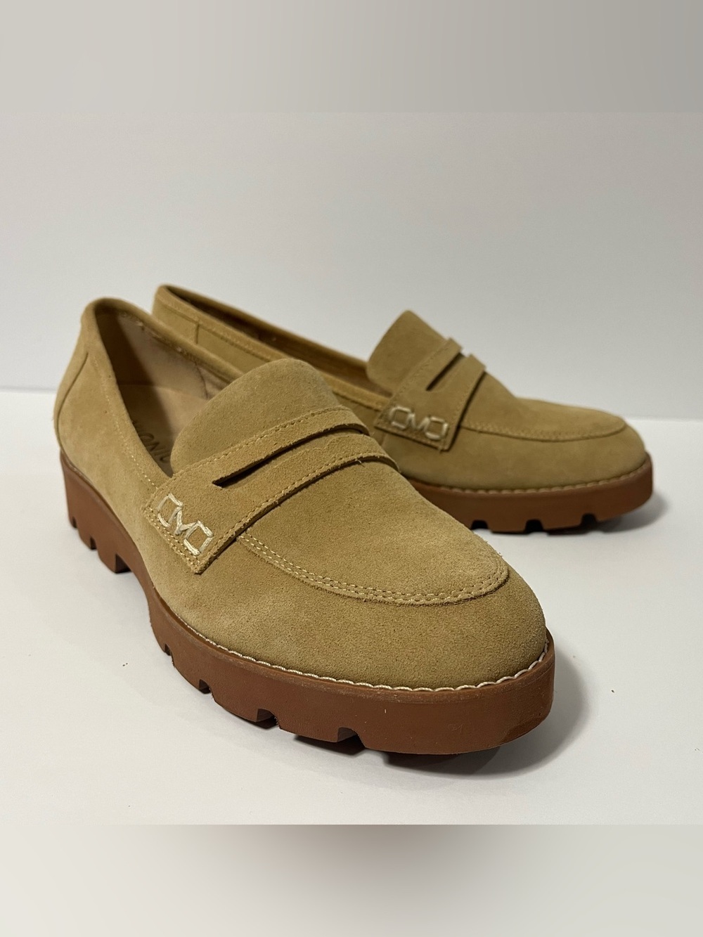 Vionic Eloide Nubuck Brown Suede Leather Loafers Womens 7 Chunky Lug Sole Preppy - Picture 3 of 11
